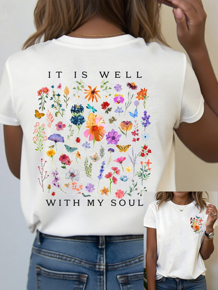 Women's It Is Well With My Soul Floral T-Shirt