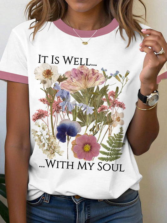 Women's It Is Well With My Soul Floral T-Shirt