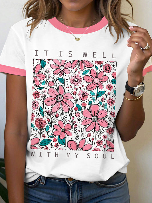 Women's It Is Well With My Soul Floral T-Shirt