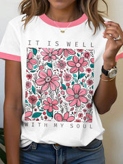 Women's It Is Well With My Soul Floral T-Shirt