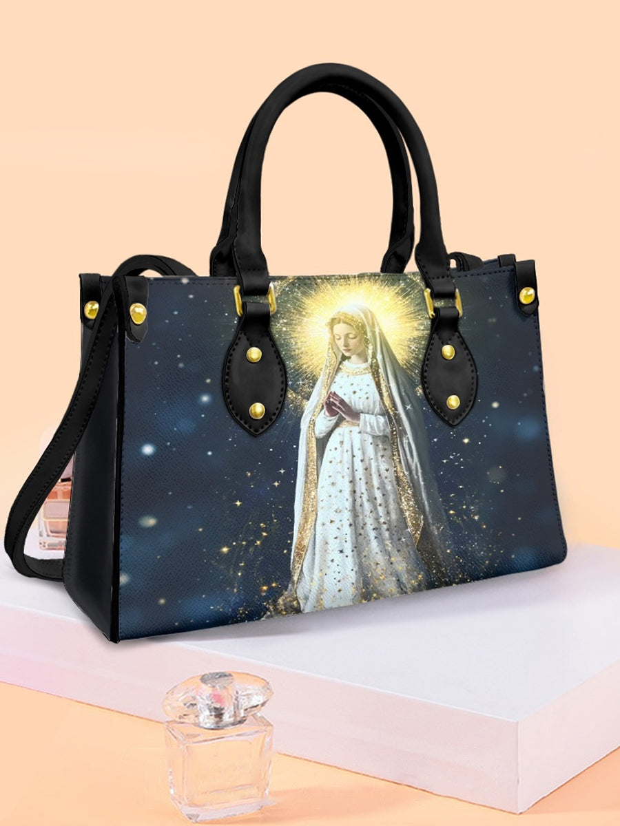 Women's Faith Virgin Mary Leather Tote Shoulder Bag