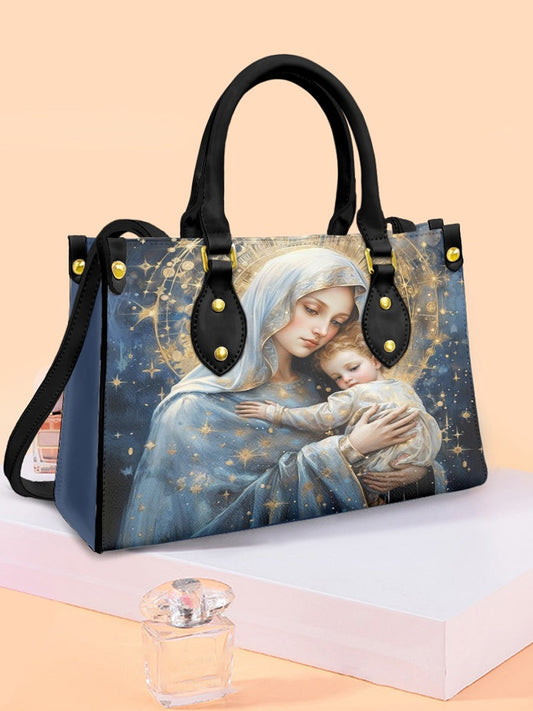 Women's Faith Virgin Mary Leather Tote Shoulder Bag
