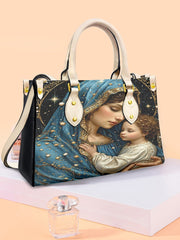 Women's Faith Virgin Mary Leather Tote Shoulder Bag