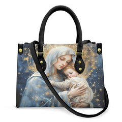 Women's Faith Virgin Mary Leather Tote Shoulder Bag