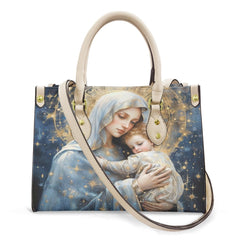 Women's Faith Virgin Mary Leather Tote Shoulder Bag