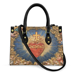 Women's Faith Cross Leather Tote Shoulder Bag