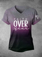 Women's Faith Over Fear Printed Casual T-Shirt