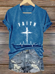 Women's Faith Cross ECG Short Sleeve T-Shirt