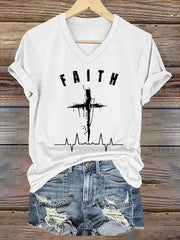 Women's Faith Cross ECG Short Sleeve T-Shirt