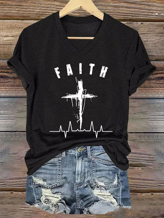 Women's Faith Cross ECG Short Sleeve T-Shirt