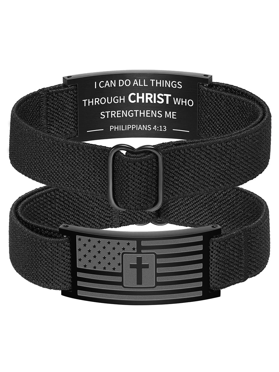 Mens American Flag Cross Bracelet