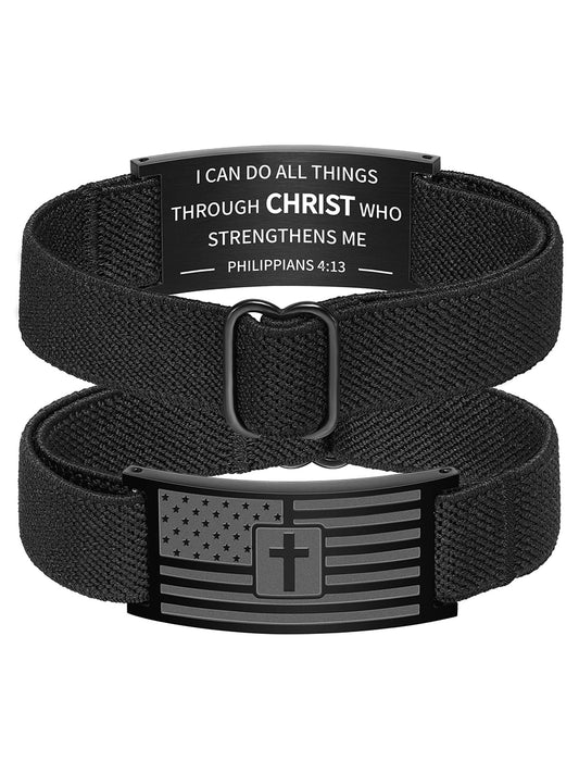 Mens American Flag Cross Bracelet