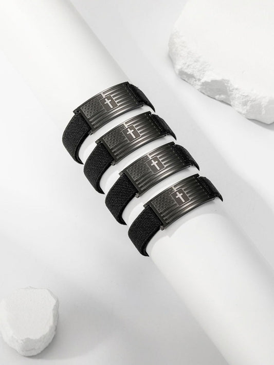 Mens American Flag Cross Bracelet