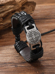 Men's Retro Faith Leather Adjustable Bracelet