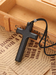 Men's Vintage Cross Wooden Necklace