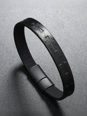 Men's Vintage Cross Alloy Leather Bracelet