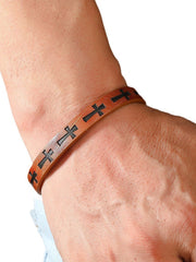Men's Vintage Cross Alloy Leather Bracelet