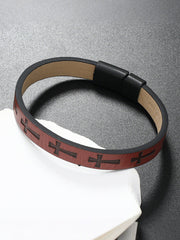 Men's Vintage Cross Alloy Leather Bracelet