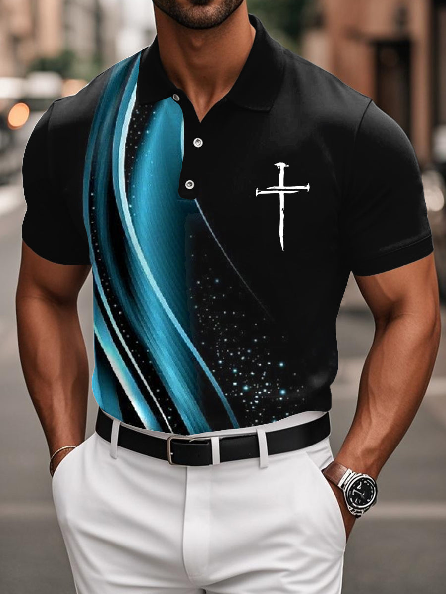 Men's Cross Faith Print Casual Top