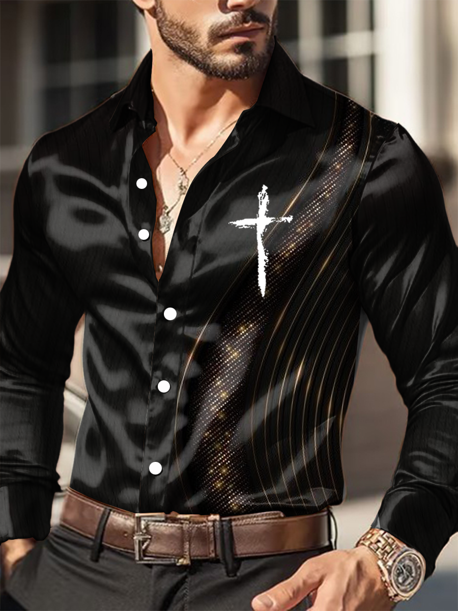 Men's Faith Cross Printed Casual Shirt