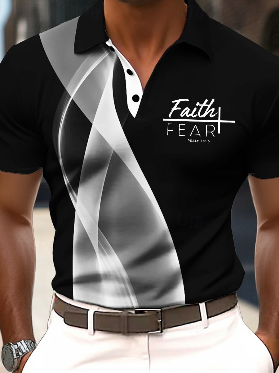 Men's Fear Over Fear Cross  Printed Casual Short Sleeve Top