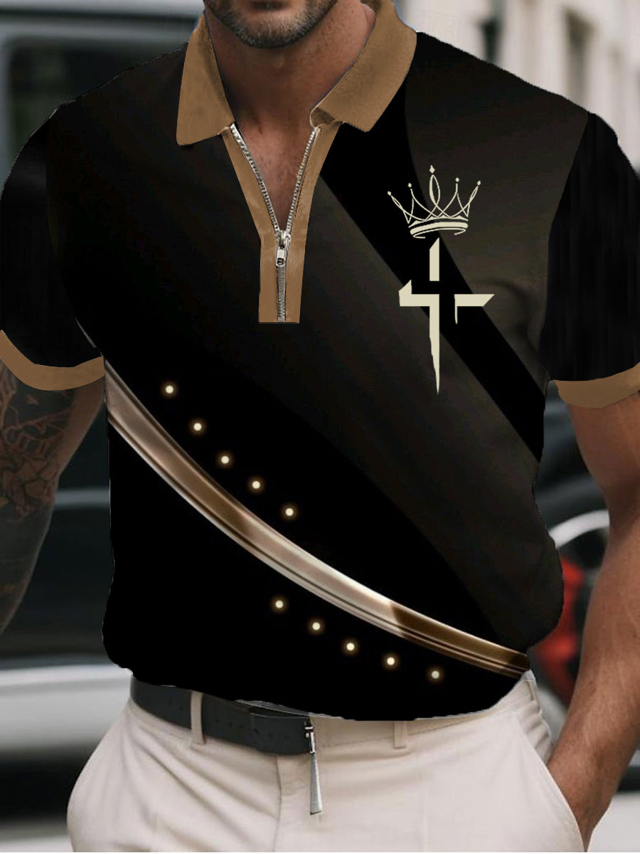 Men's Faith Cross Zip Up Short Sleeve