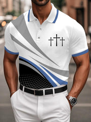 Men's Christian Cross Faith Geometric Print Casual Top