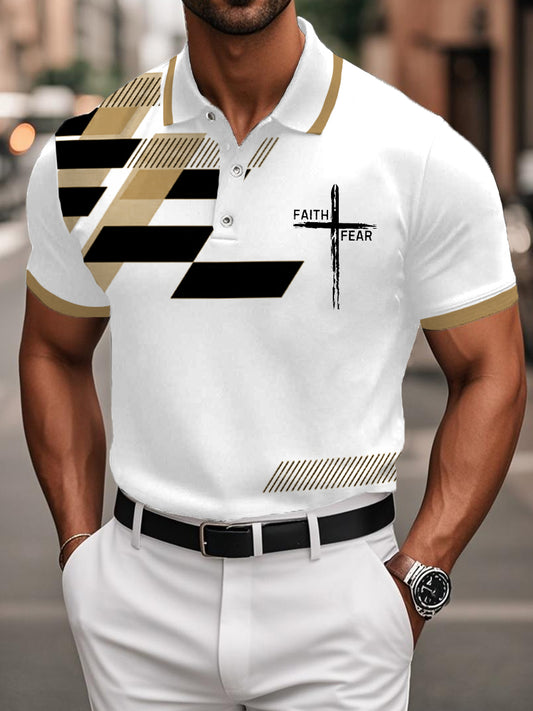 Men's Faith Over Fear Geometric Print Casual Top
