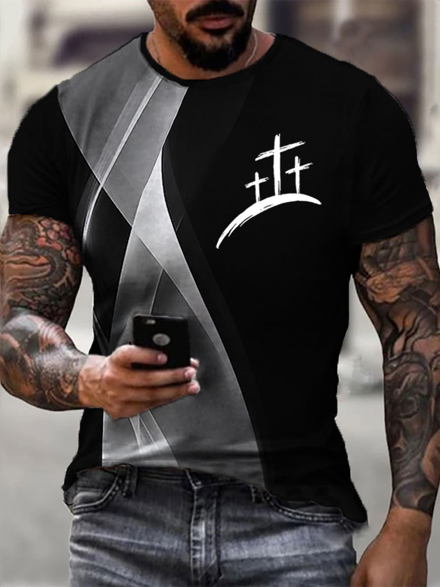 Men's Faith Cross Printed Casual T-shirt
