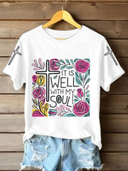 Women's It is Well With My Soul Floral Print T-Shirt