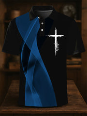 Men's Faith Cross Printed Casual Button Top