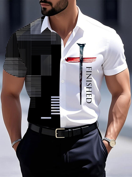 Men's Finished Nail Cross Short Sleeve Shirt