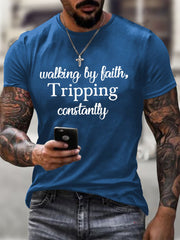 Men's Walking By Faith Tripping Constan Short-sleeved T-shirt