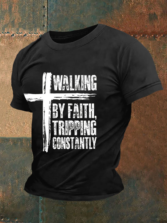 Men's Walking By Faith Tripping Constan Short-sleeved T-shirt