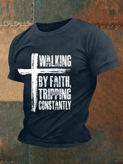 Men's Walking By Faith Tripping Constan Short-sleeved T-shirt