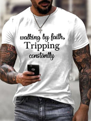 Men's Walking By Faith Tripping Constan Short-sleeved T-shirt