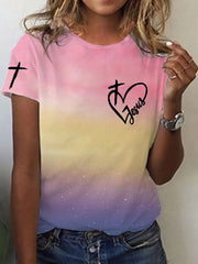 Women's Christian Jesus Cross Printed T-shirts