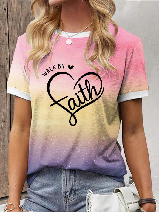 Women's Christian Faith Cross Printed T-shirts