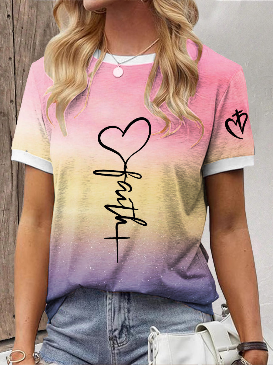 Women's Christian Faith Cross Printed T-shirts