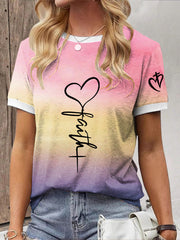 Women's Christian Faith Cross Printed T-shirts