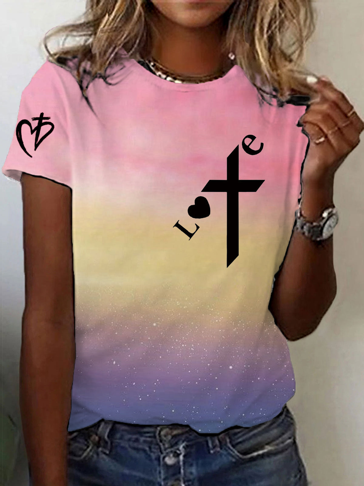 Women's Christian Faith Cross Printed T-shirts