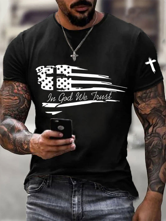Men's In God We Trust Printed Casual T-Shirt