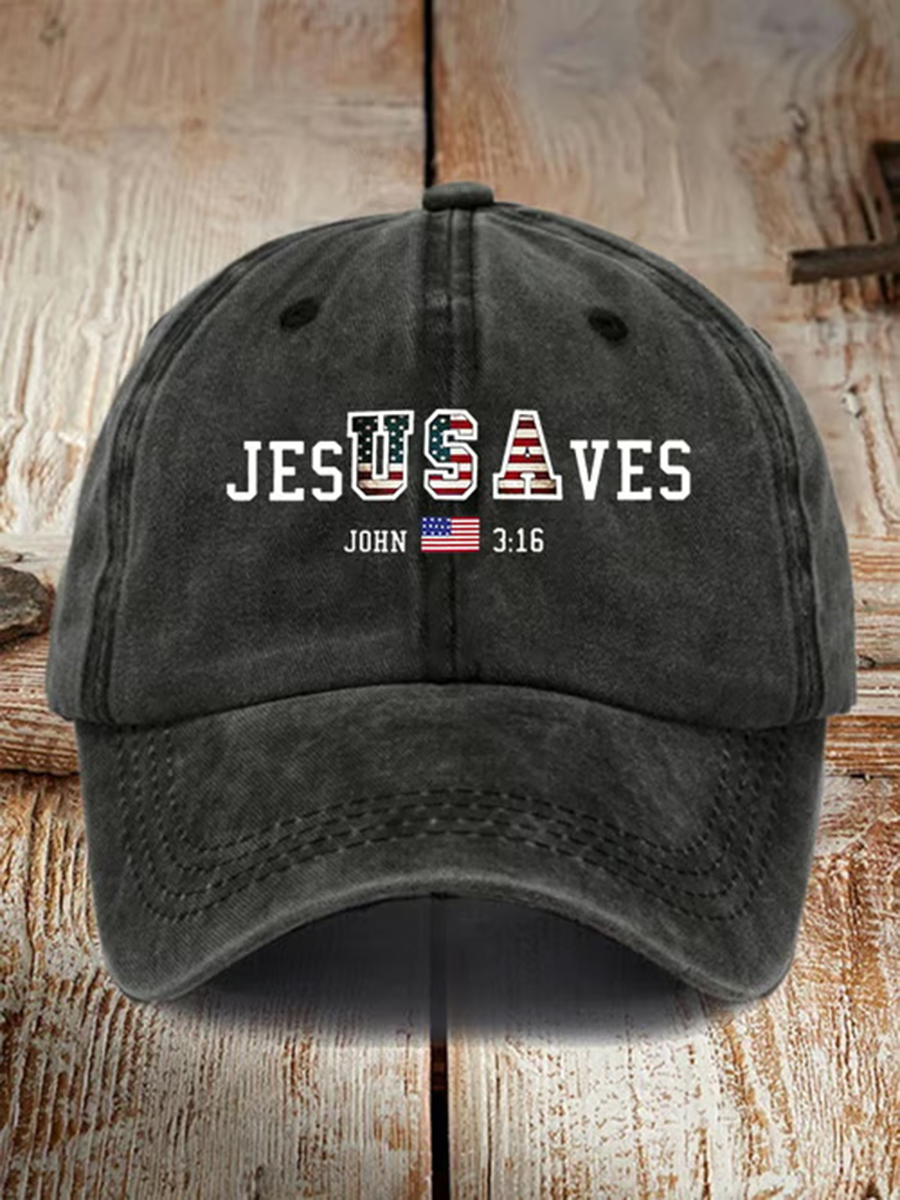 USA Jesus Saves Printed Casual Unisex Hat