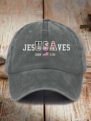 USA Jesus Saves Printed Casual Unisex Hat