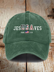 USA Jesus Saves Printed Casual Unisex Hat