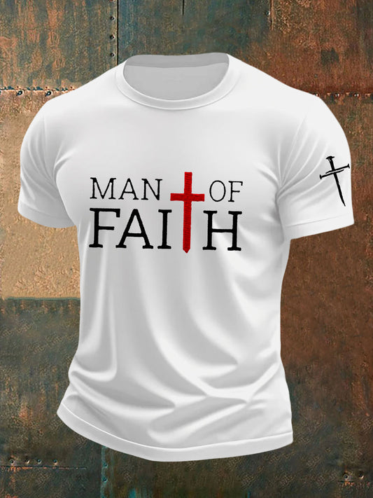 Man Faith Cross Man Of Faith Print Short Sleeve T-shirt