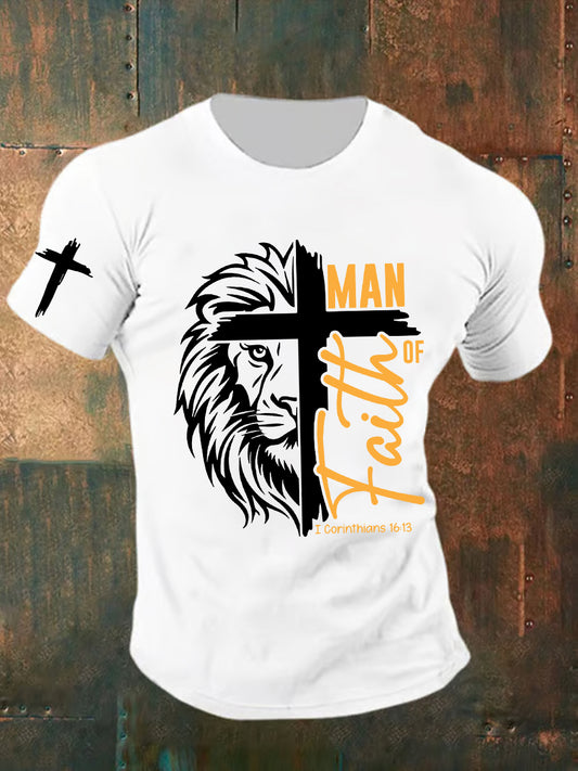 Man Faith Cross Man Of Faith Print Short Sleeve T-shirt