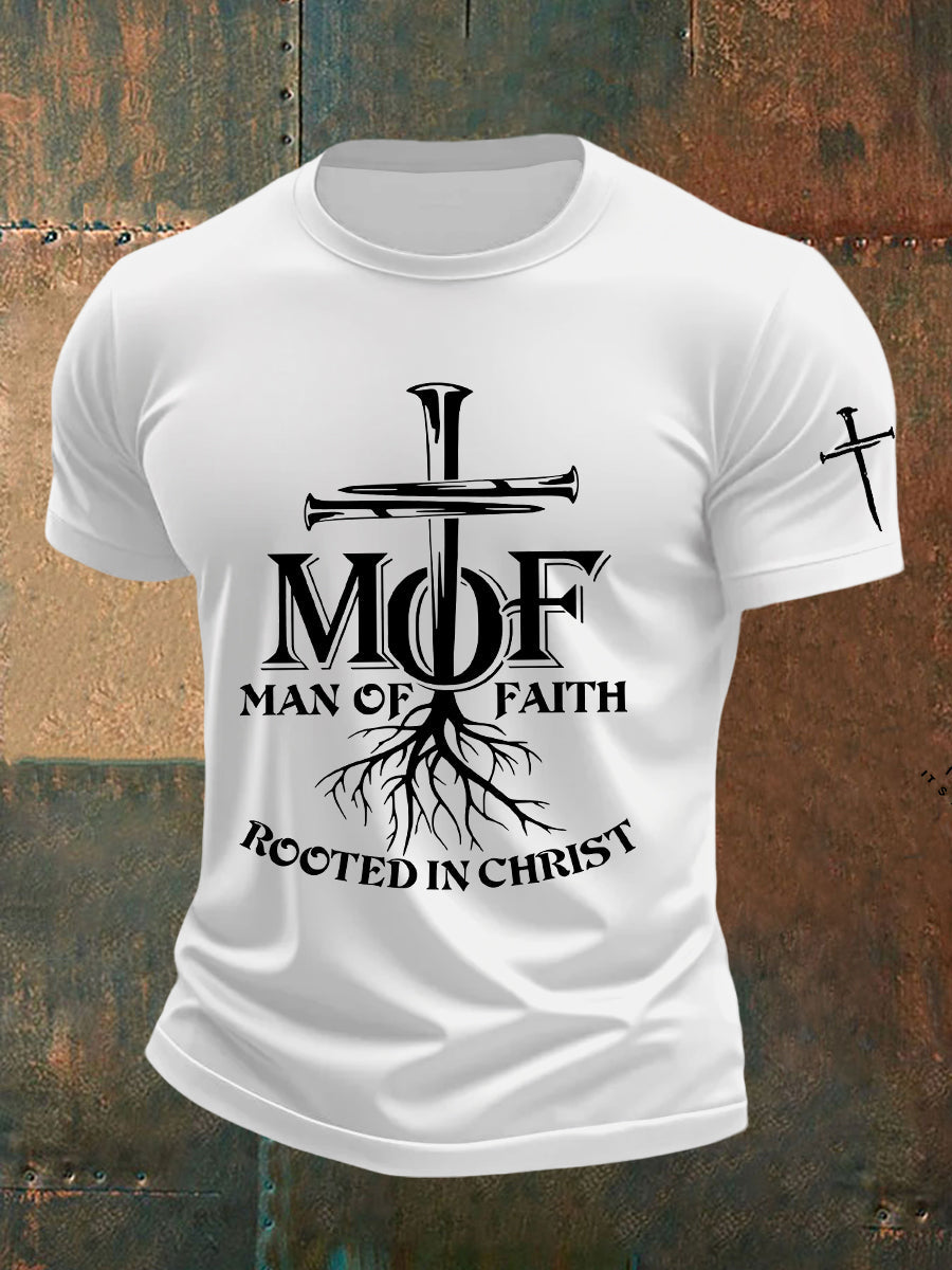 Man Faith Cross Man Of Faith Print Short Sleeve T-shirt