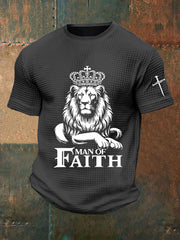 Man Faith Cross Man Of Faith Print Short Sleeve Waffle T-shirt
