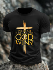 Men's I've Read The Final Chapter God Wins Christian Faith Cross Tee